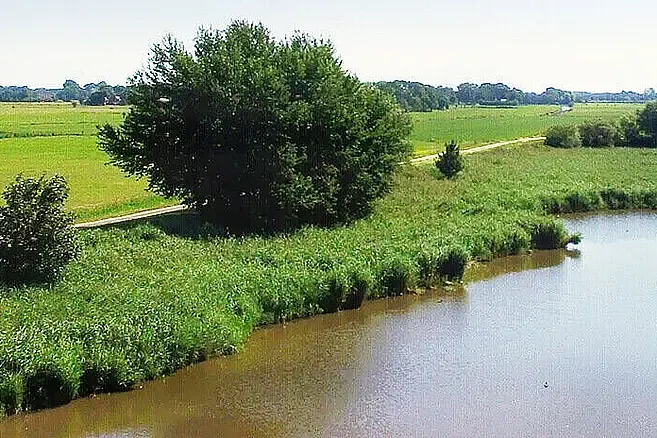 Fluss- und Wiesenlandschaft am Schweiburger Siel